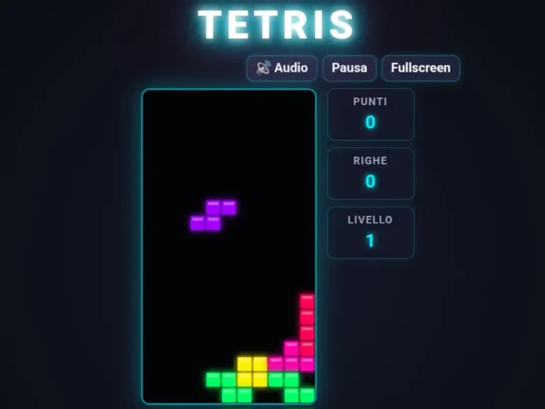 Nuovo tetris moderno puzzle game arcade neon